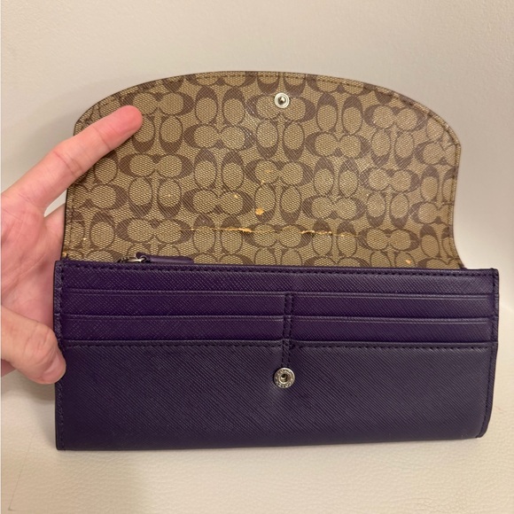 Coach Slim Envelope Wallet in Dark Purple - Picture 5 of 7